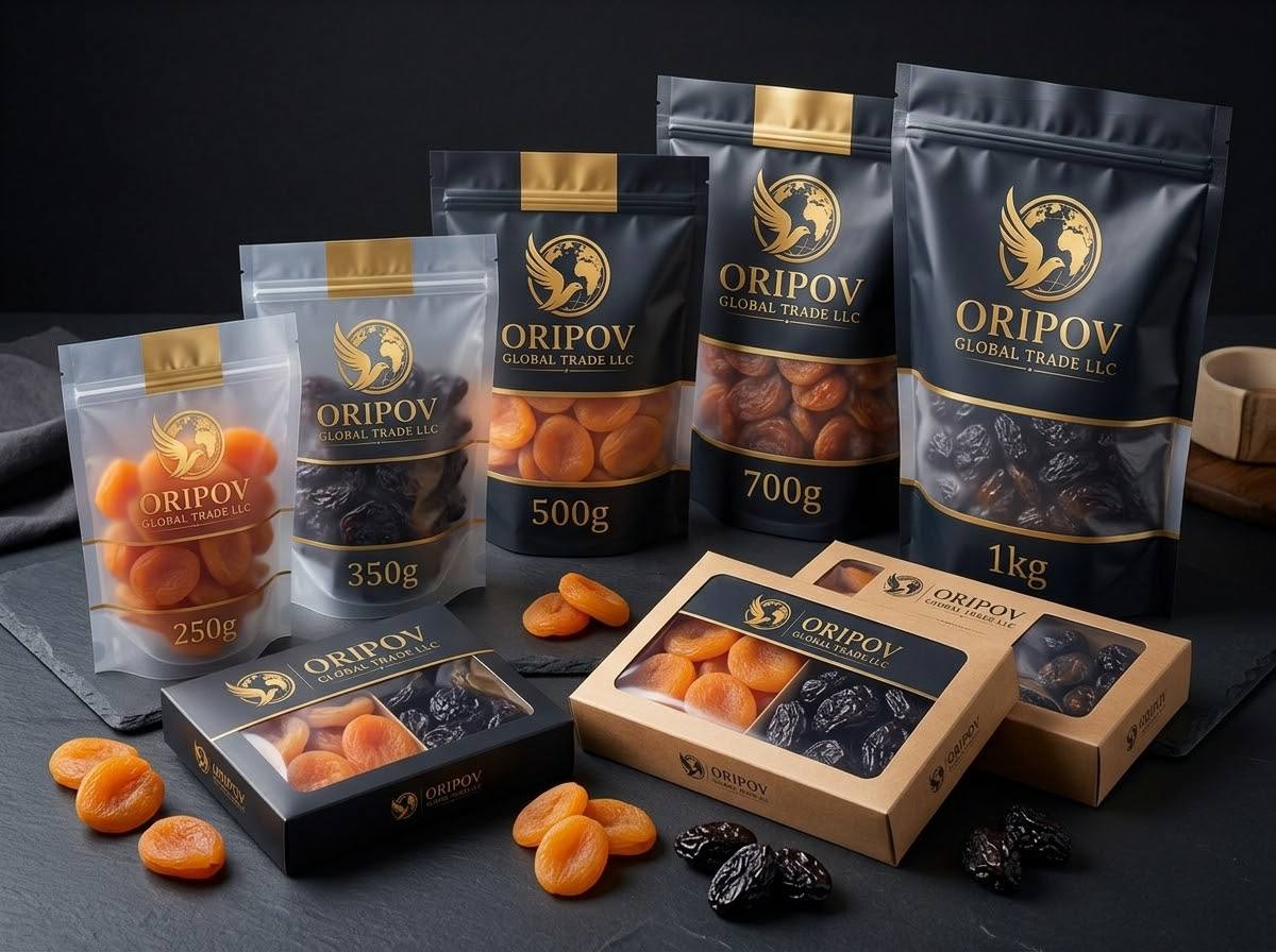 ORIPOV dried apricot and prune pouches with gift boxes